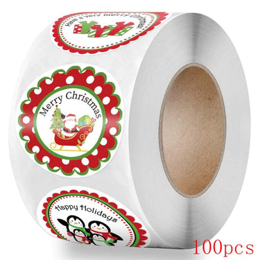 Merry Christmas Stickers Animals Snowman Trees Decorative Stickers Wrapping Gift Box Label Christmas Tags